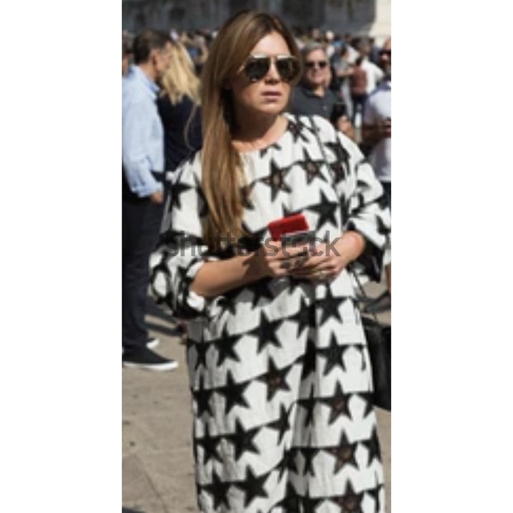 Max Mara Women's Midi Dress Runway Size XL Black/White Star